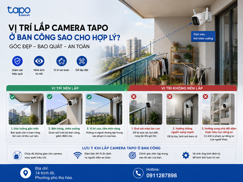 Vị trí lắp camera Tapo ở ban công sao cho hợp lý?