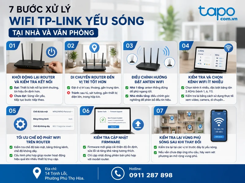 7 bước xử lý WiFi TP-Link yếu sóng tại nhà và văn phòng