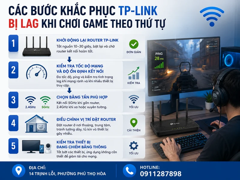 Các bước khắc phục TP-Link bị lag khi chơi game theo thứ tự