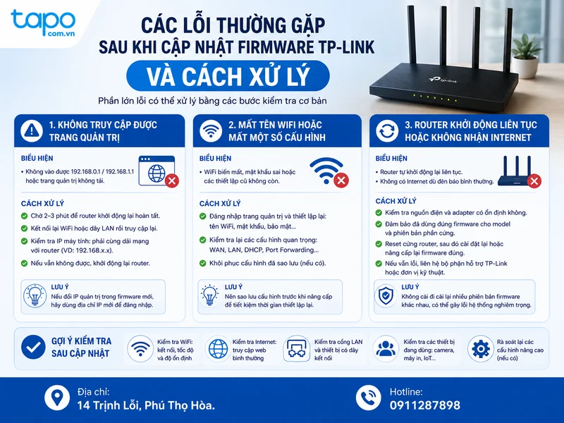 Các lỗi thường gặp sau khi cập nhật firmware TP-Link và cách xử lý
