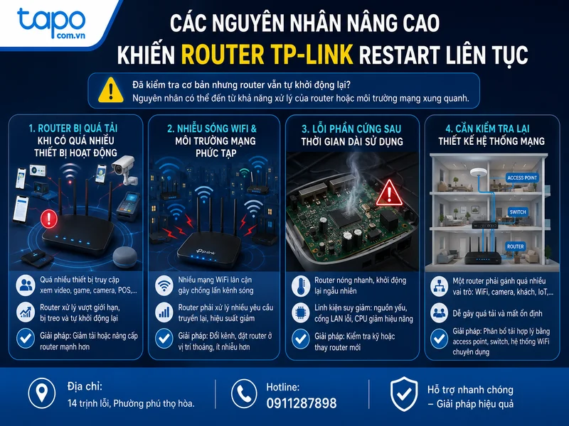Các nguyên nhân nâng cao khiến router TP-Link restart liên tục
