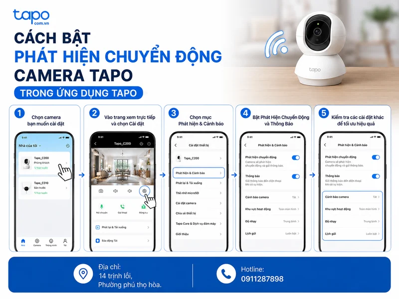 Cách bật phát hiện chuyển động camera Tapo trong ứng dụng Tapo