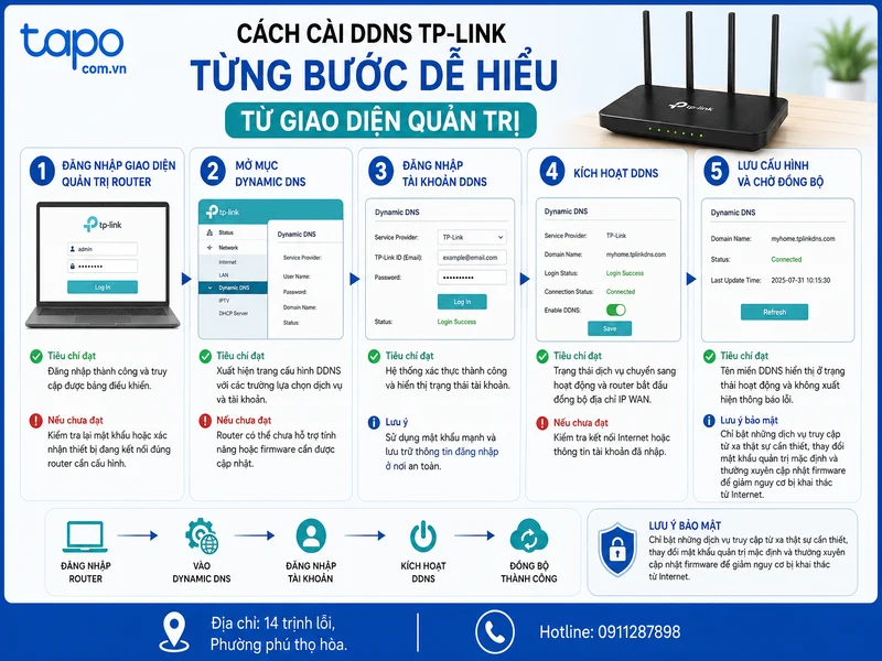 Cách cài DDNS TP-Link từng bước từ giao diện quản trị