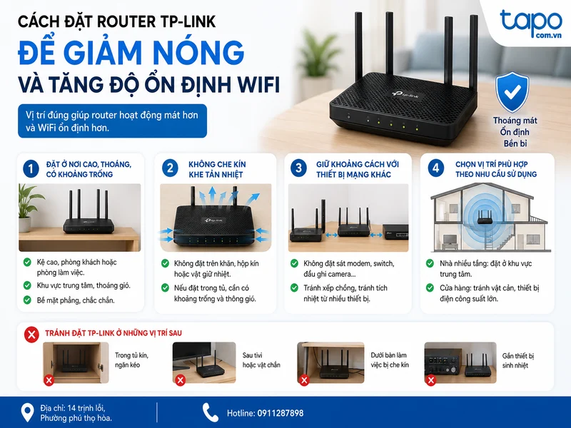 Cách đặt router TP-Link để giảm nóng và tăng độ ổn định WiFi