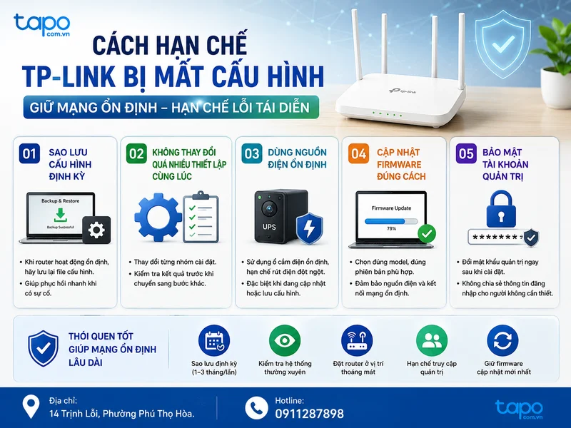 Cách hạn chế TP-Link bị mất cấu hình lần nữa