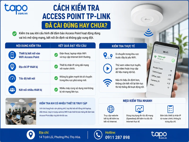 Cách kiểm tra Access Point TP-Link đã cài đúng hay chưa