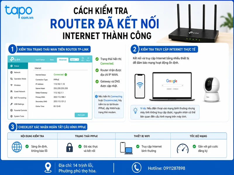 Cách kiểm tra router đã kết nối Internet thành công