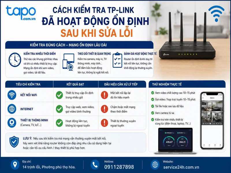 Cách kiểm tra TP-Link đã hoạt động ổn định sau khi sửa lỗi