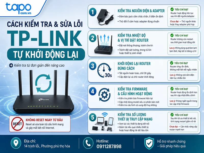 Cách kiểm tra và sửa lỗi TP-Link tự khởi động lại từng bước