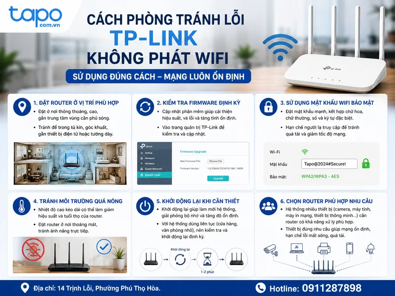 Cách phòng tránh lỗi TP-Link không phát WiFi trong quá trình sử dụng