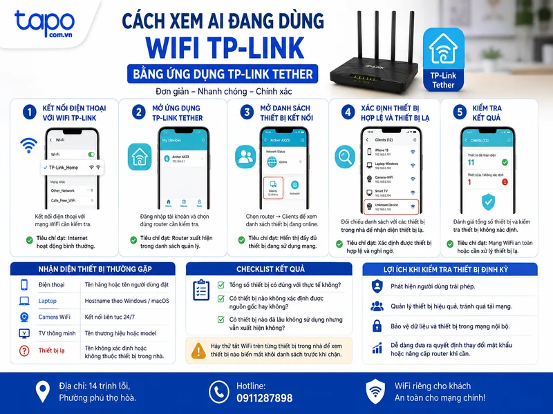Cách xem ai đang dùng WiFi TP-Link bằng ứng dụng TP-Link Tether