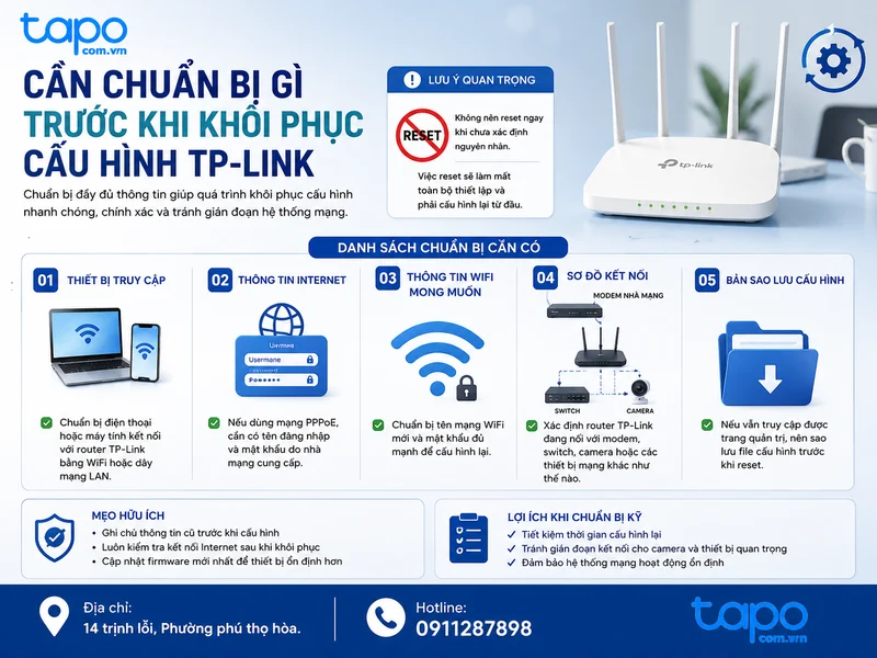 Cần chuẩn bị gì trước khi khôi phục cấu hình TP-Link