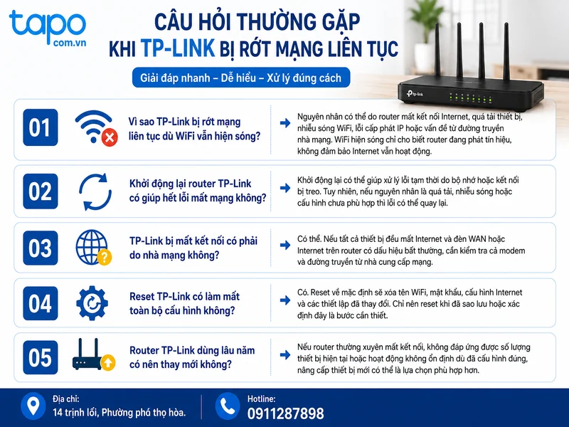 Câu hỏi thường gặp khi TP-Link bị rớt mạng liên tục