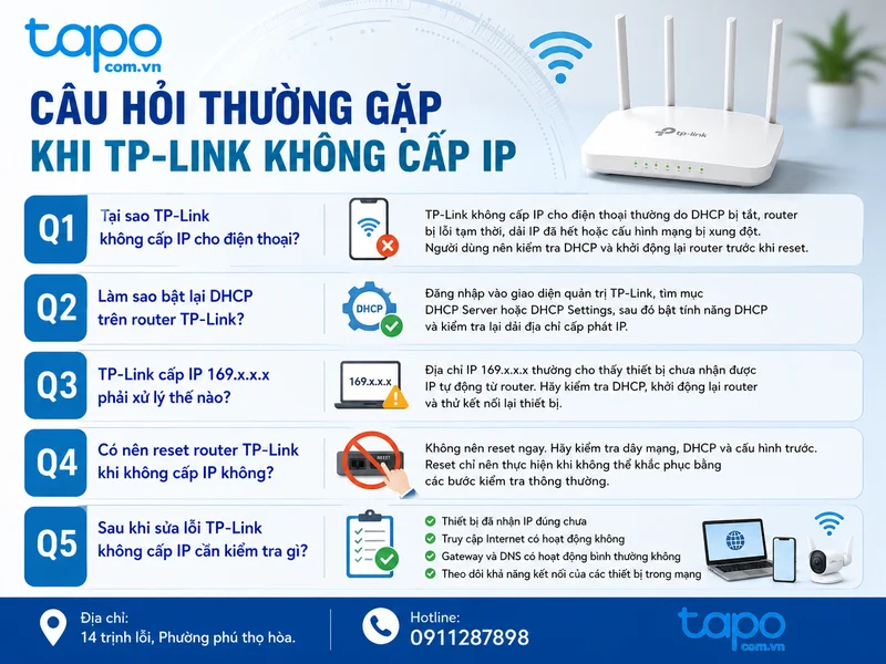 Câu hỏi thường gặp khi TP-Link không cấp IP