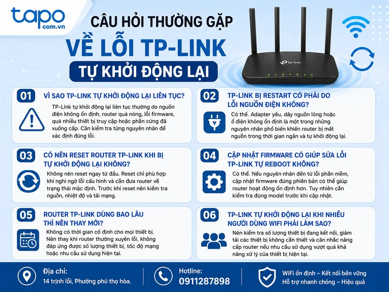 Câu hỏi thường gặp về lỗi TP-Link tự khởi động lại