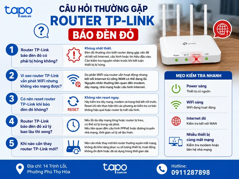 Câu hỏi thường gặp về router TP-Link báo đèn đỏ