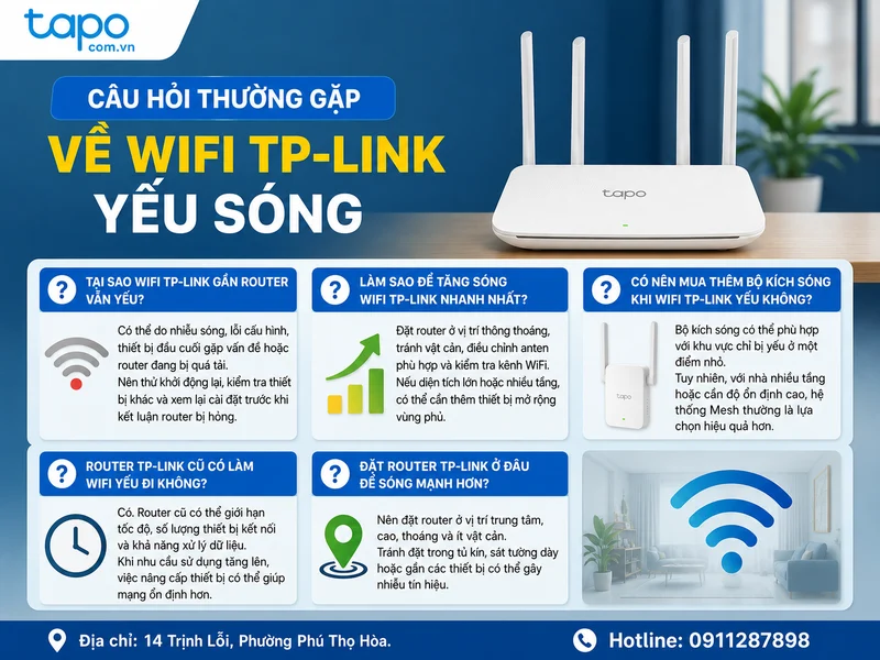 Câu hỏi thường gặp về WiFi TP-Link yếu sóng