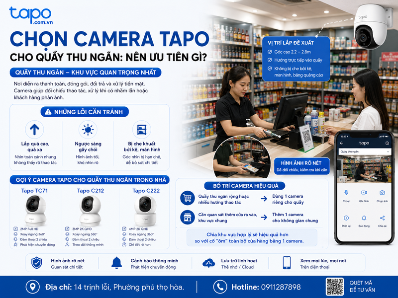 Chọn camera Tapo cho quầy thu ngân: nên ưu tiên gì?
