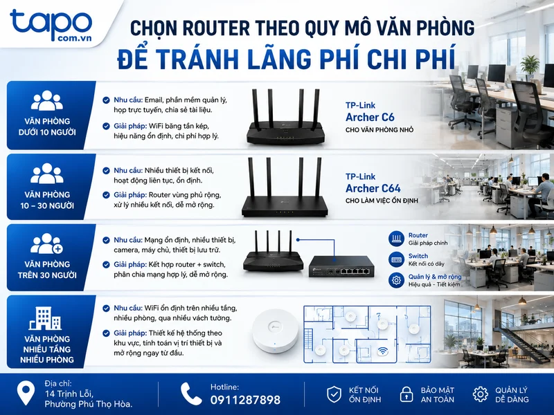 Chọn router theo quy mô văn phòng để tránh lãng phí chi phí