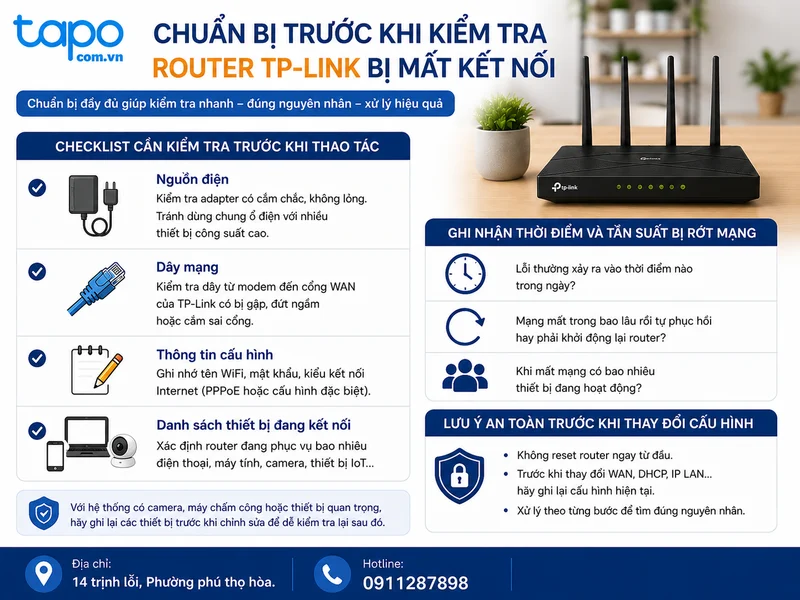 Chuẩn bị trước khi kiểm tra router TP-Link bị mất kết nối