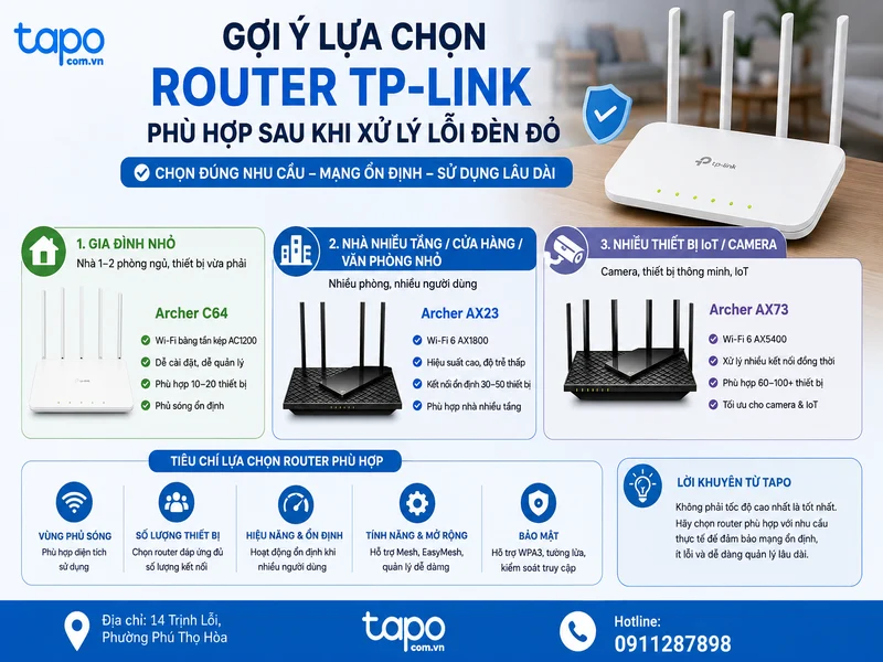 Gợi ý lựa chọn router TP-Link phù hợp sau khi xử lý lỗi đèn đỏ