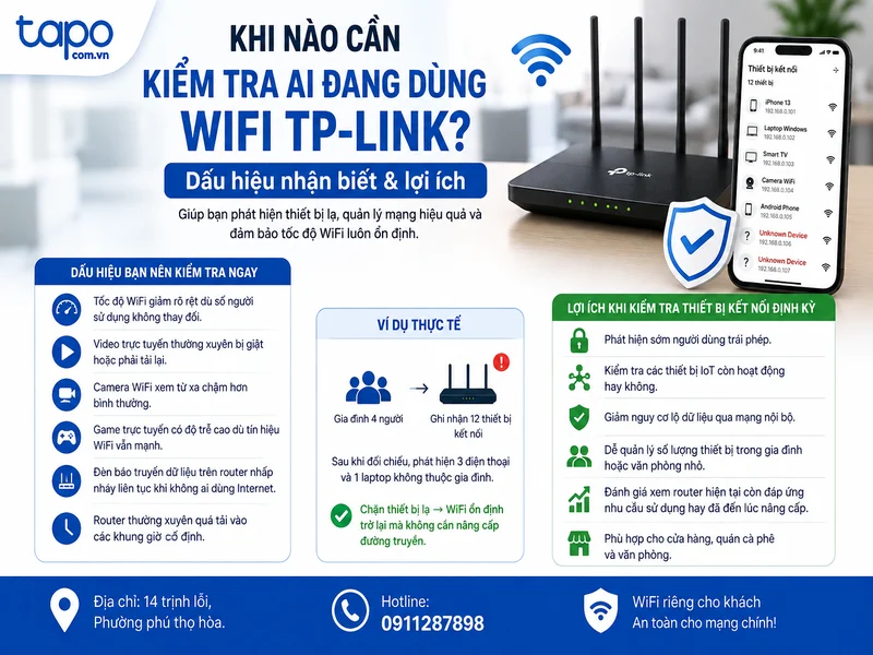 Khi nào cần kiểm tra ai đang dùng WiFi TP-Link? Dấu hiệu nhận biết và lợi ích
