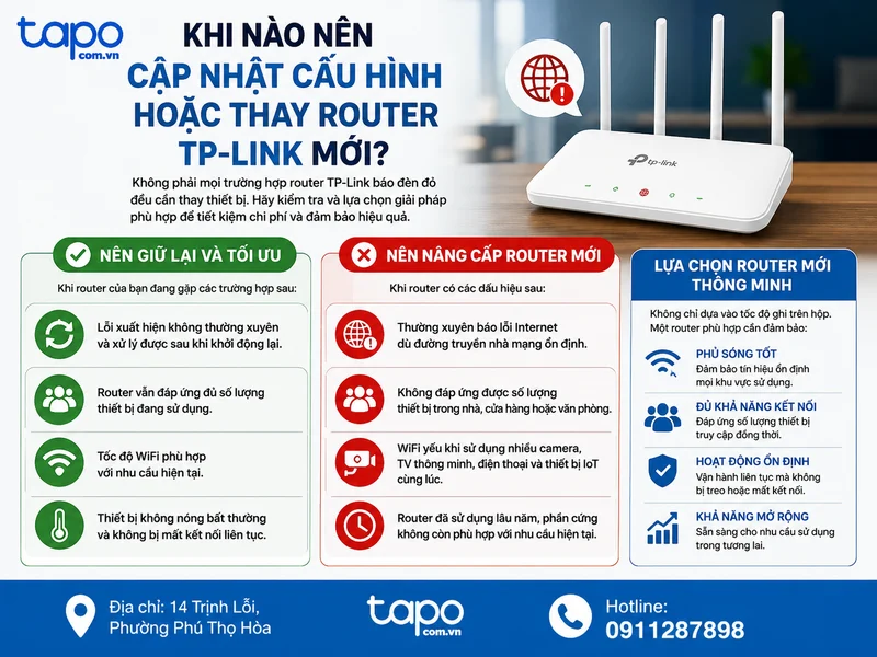 Khi nào nên cập nhật cấu hình hoặc thay router TP-Link mới?