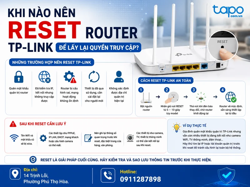 Khi nào nên reset router TP-Link để lấy lại quyền truy cập?