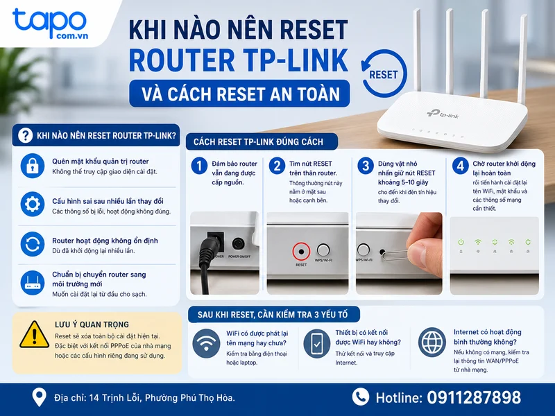 Khi nào nên reset router TP-Link và cách reset an toàn?
