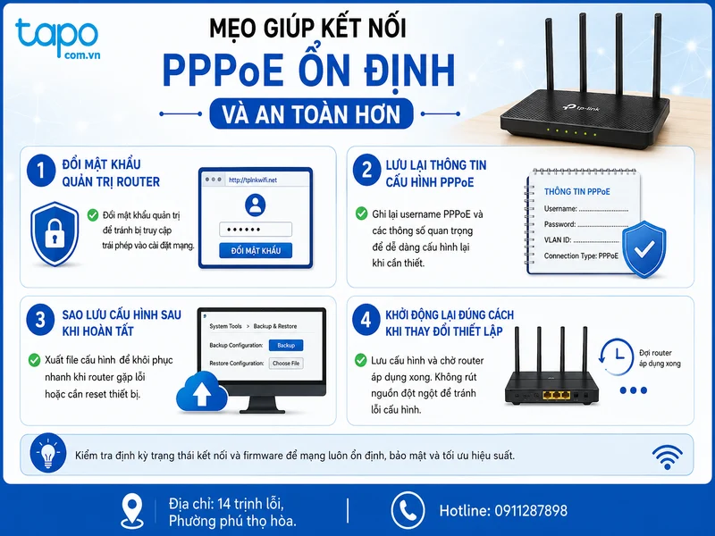 Mẹo giúp kết nối PPPoE ổn định và an toàn hơn