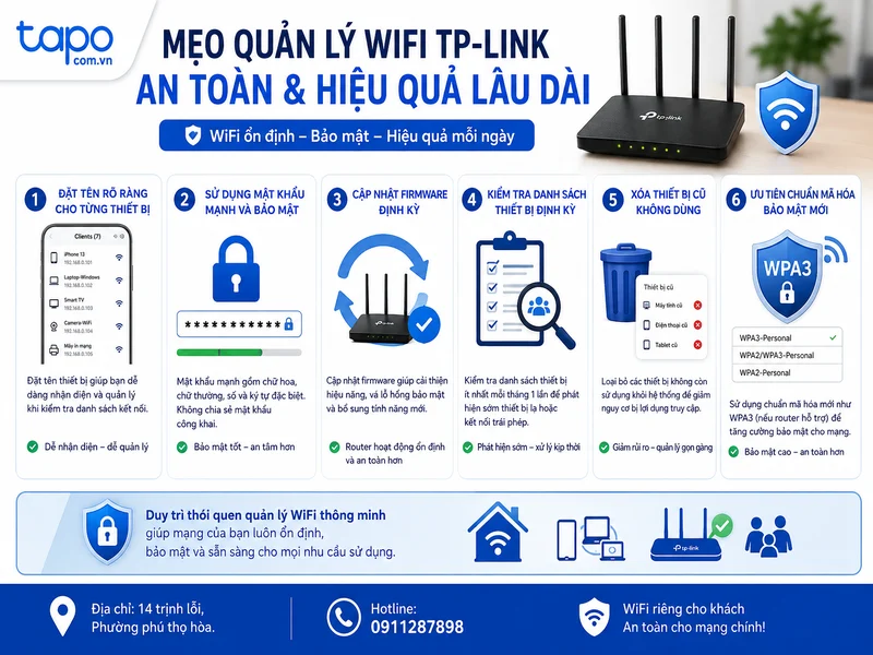 Mẹo quản lý WiFi TP-Link an toàn và hiệu quả lâu dài