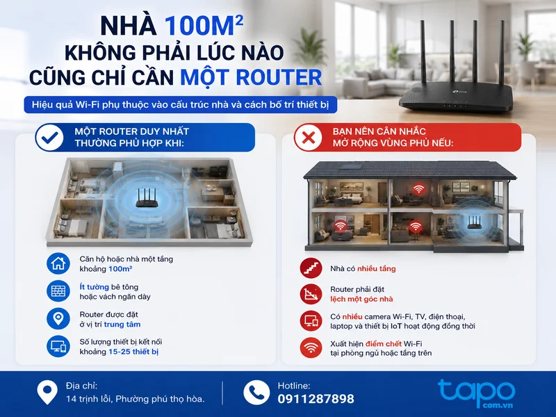 Nhà 100m2 không phải lúc nào cũng chỉ cần một router