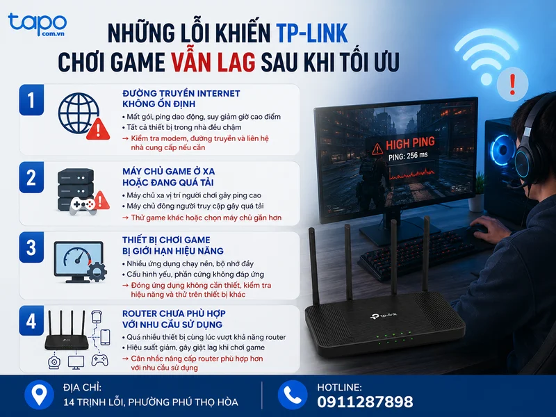 Những lỗi khiến TP-Link chơi game vẫn lag sau khi đã tối ưu