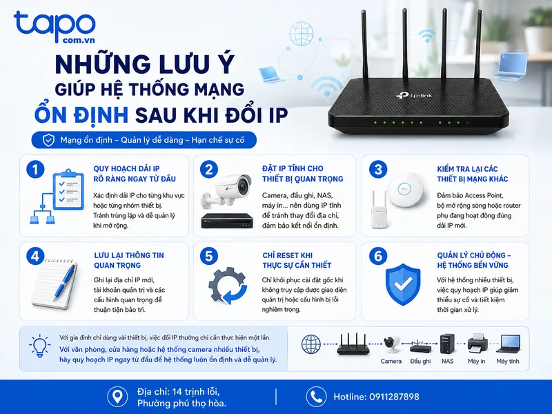 Những lưu ý giúp hệ thống mạng hoạt động ổn định sau khi đổi IP