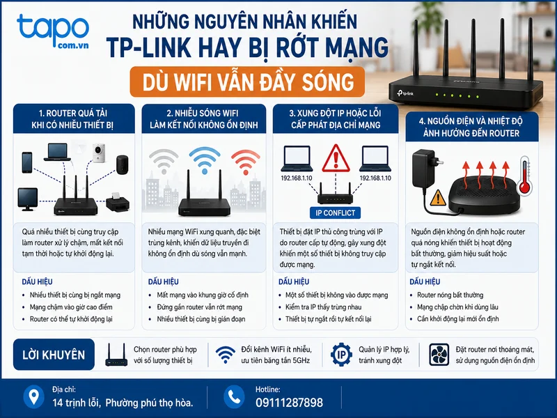 Những nguyên nhân khiến TP-Link hay bị rớt mạng dù WiFi vẫn đầy sóng