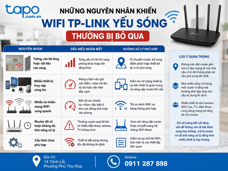 Những nguyên nhân khiến WiFi TP-Link yếu sóng thường bị bỏ qua