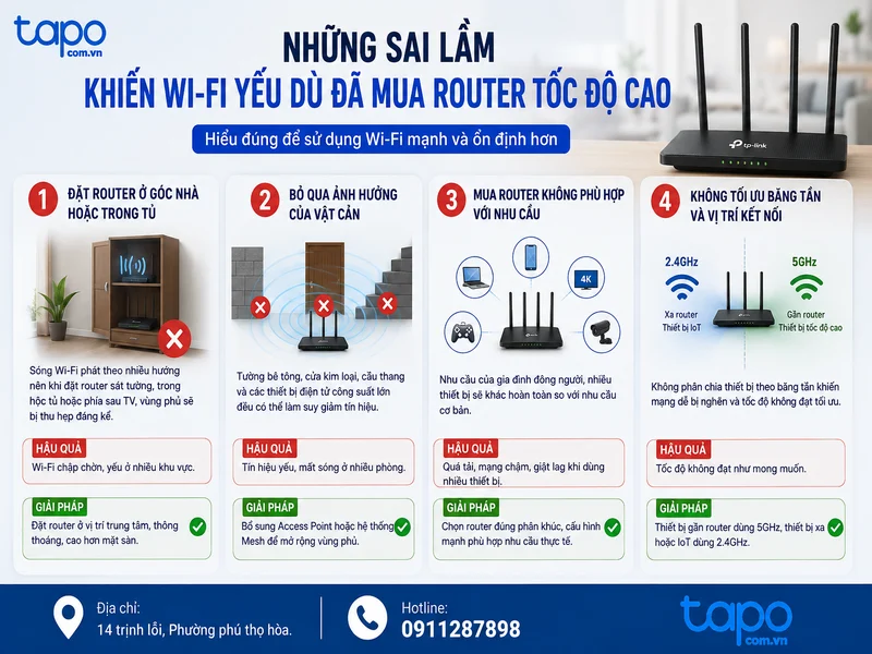 Những sai lầm khiến Wi-Fi yếu dù đã mua router tốc độ cao