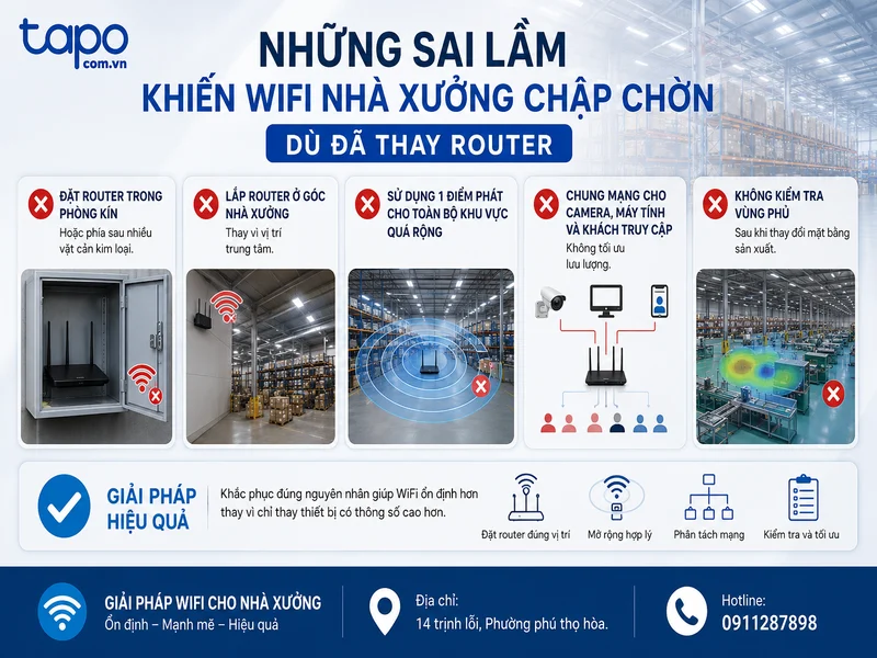 Những sai lầm khiến WiFi nhà xưởng chập chờn dù đã thay router