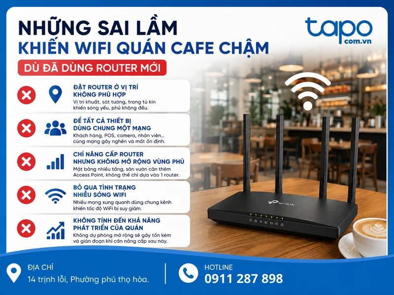 Những sai lầm khiến WiFi quán cafe chậm dù đã dùng router mới