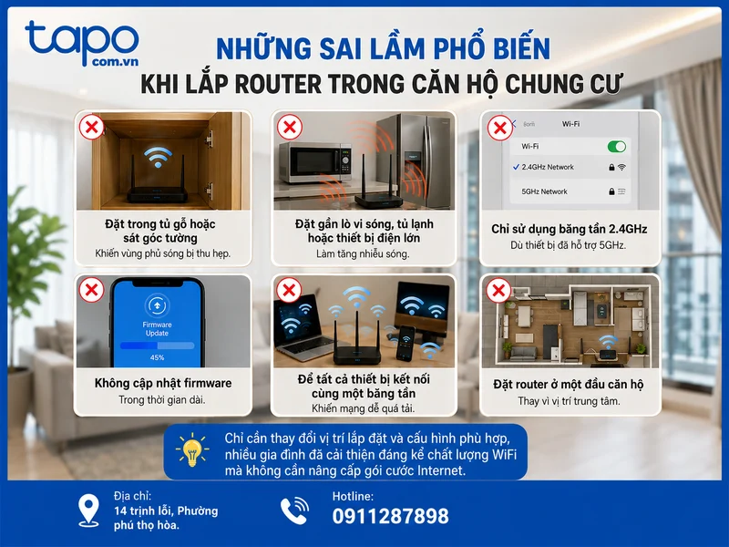 Những sai lầm phổ biến khi lắp router trong căn hộ chung cư