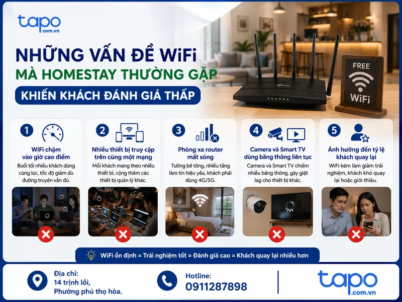 Những vấn đề WiFi mà homestay thường gặp khiến khách đánh giá thấp