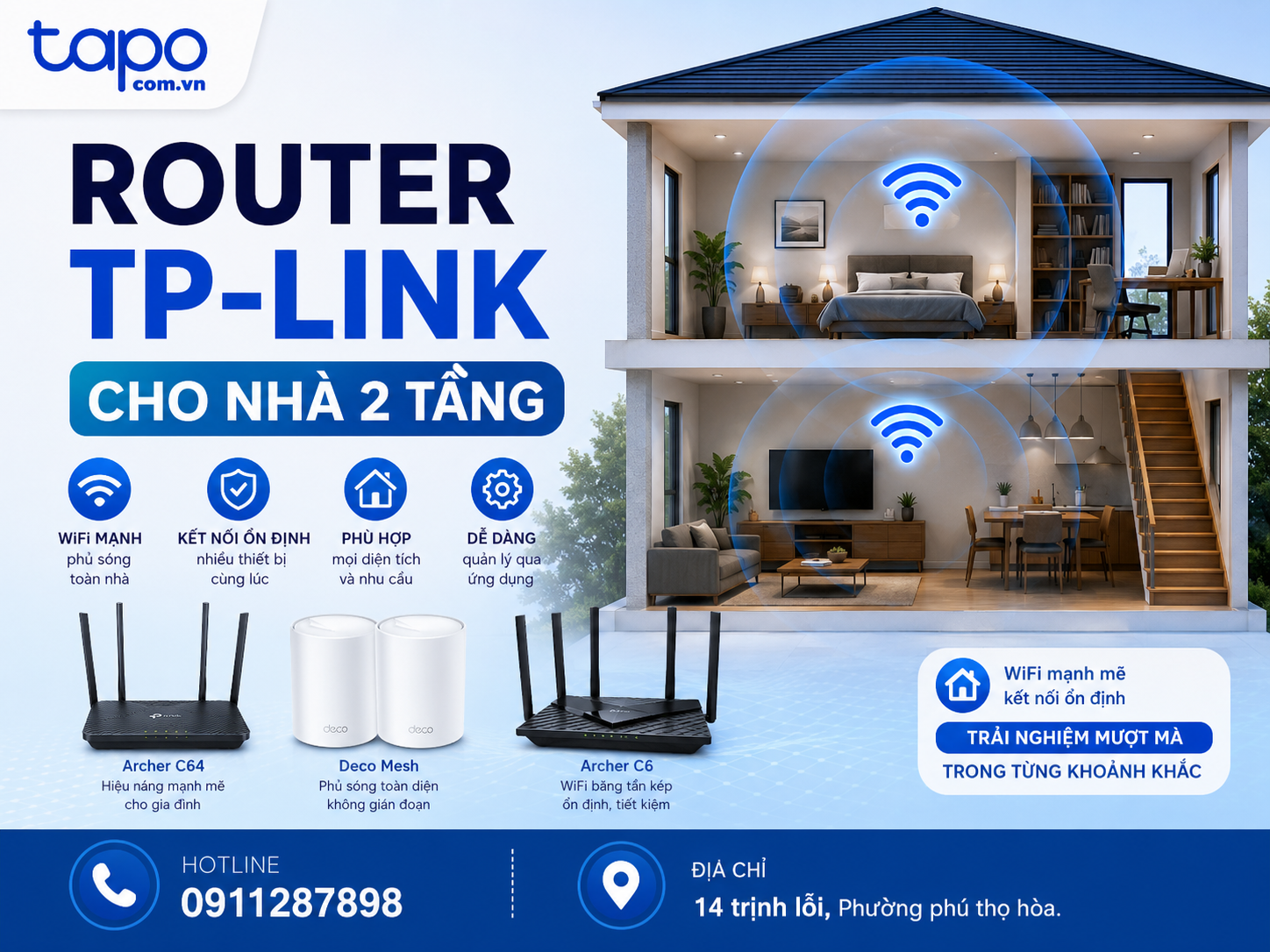 router TP-Link cho nhà 2 tầng