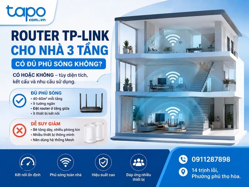 Router TP-Link cho nhà 3 tầng có đủ phủ sóng không? Trả lời nhanh trước khi mua