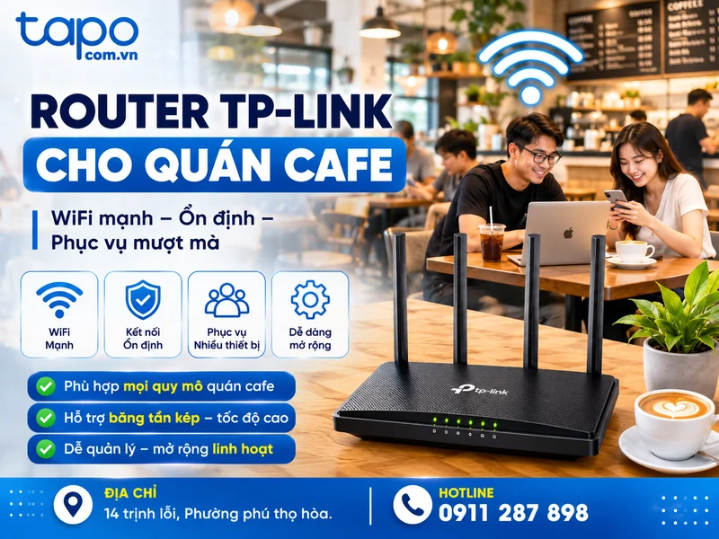 Router TP-Link cho quán cafe: Cách chọn đúng để WiFi ổn định, giữ chân khách và vận hành mượt