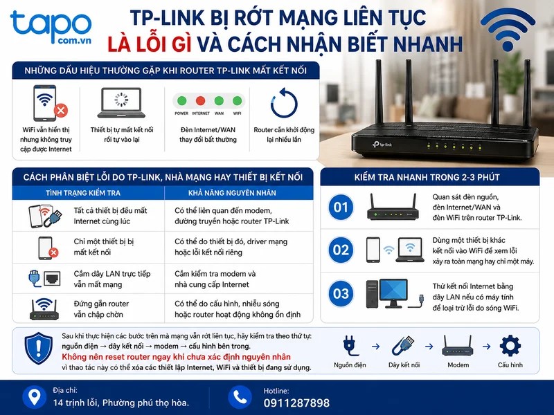 TP-Link bị rớt mạng liên tục là lỗi gì và cách nhận biết nhanh