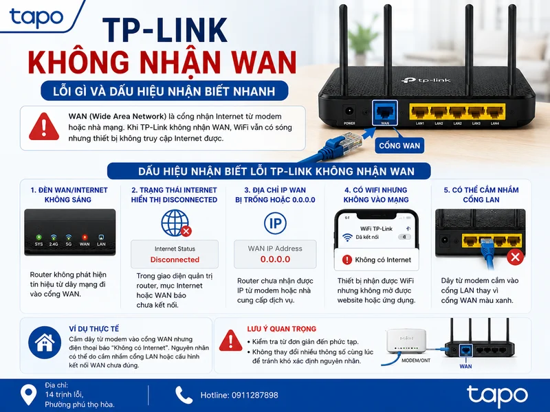 TP-Link không nhận WAN là lỗi gì và dấu hiệu nhận biết nhanh