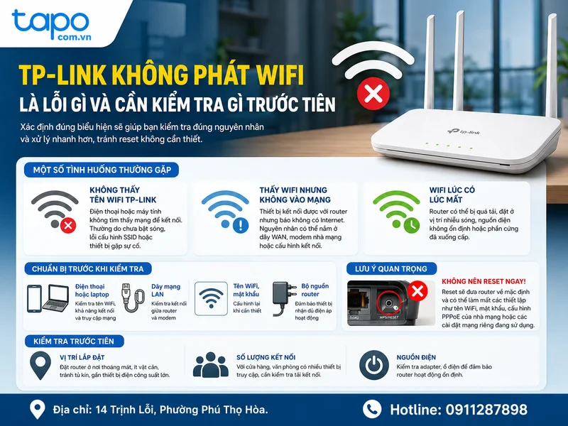 TP-Link không phát WiFi là lỗi gì và cần kiểm tra gì trước tiên?