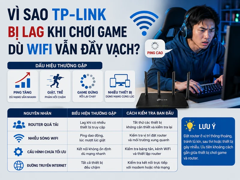 Vì sao TP-Link bị lag khi chơi game dù WiFi vẫn báo đầy vạch?