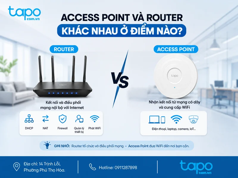 Access Point và router khác nhau ở điểm nào?