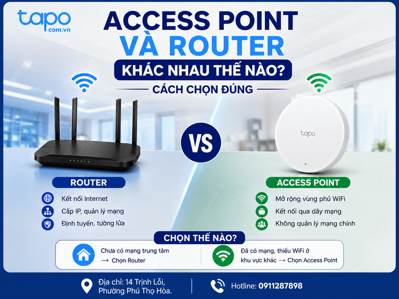 access point và router khác nhau